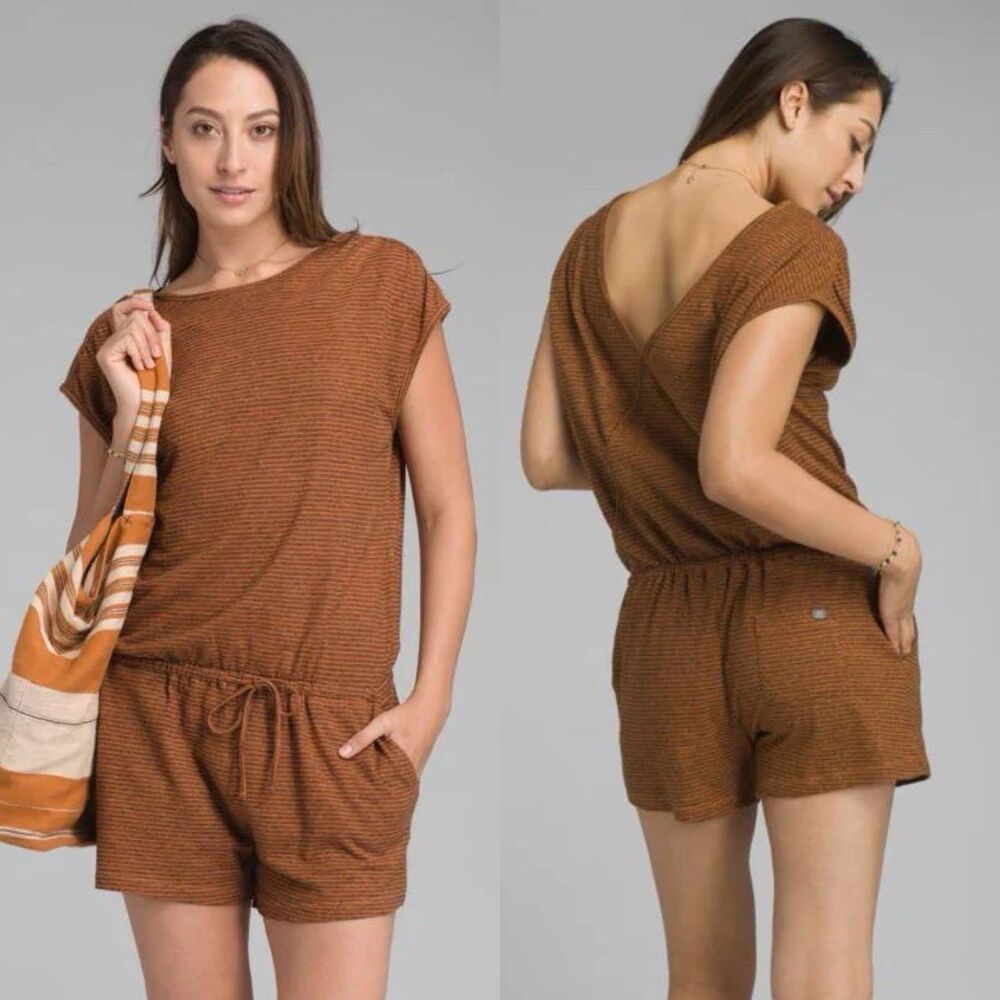 PrAna Women's Romper Hemp Organic Cotton Blend Gorpcore Athleisure Travel Pool L